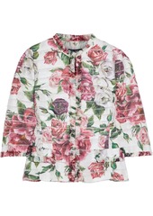 Dolce & Gabbana - Frayed sliced floral-print gauze jacket - White - IT 36
