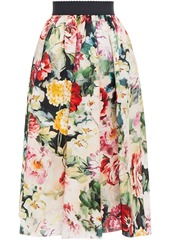 Dolce & Gabbana Woman Gathered Floral-print Silk-habotai Skirt Blush