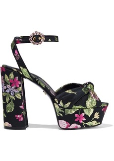 Dolce & Gabbana - Knotted metallic brocade platform sandals - Black - EU 39