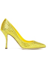 Dolce & Gabbana Woman Lori Crystal-embellished Satin Pumps Yellow