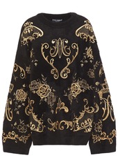Dolce & Gabbana Woman Metallic Embroidered Wool-blend Sweater Black