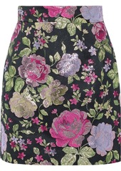 Dolce & Gabbana Woman Metallic Floral-jacquard Mini Skirt Black