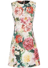 Dolce & Gabbana Woman Metallic Floral-print Cotton-blend Brocade Mini Dress Blush