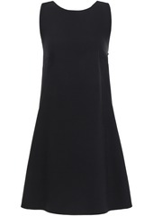 Dolce & Gabbana Woman Pleated Embellished Wool-blend Crepe Mini Dress Black