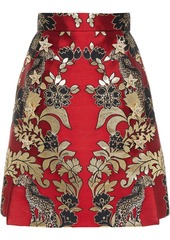 Dolce & Gabbana Woman Pleated Metallic Jacquard Mini Skirt Claret