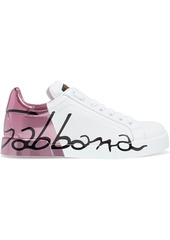 Dolce & Gabbana Woman Portofino Printed Smooth And Patent-leather Sneakers Pink