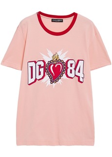 Dolce & Gabbana - Printed cotton-jersey T-shirt - Pink - IT 36