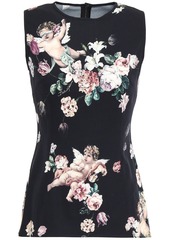 Dolce & Gabbana Woman Printed Crepe Top Midnight Blue