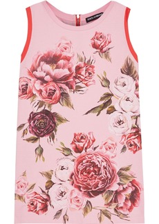 Dolce & Gabbana - Sequin-trimmed floral-print cotton and silk-blend jersey top - Pink - IT 36