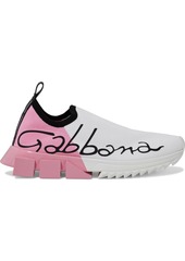 Dolce & Gabbana Woman Logo-print Two-tone Stretch-knit Sneakers White