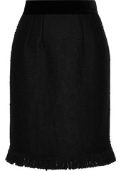 Dolce & Gabbana Woman Velvet-trimmed Wool-blend Bouclé-tweed Skirt Black