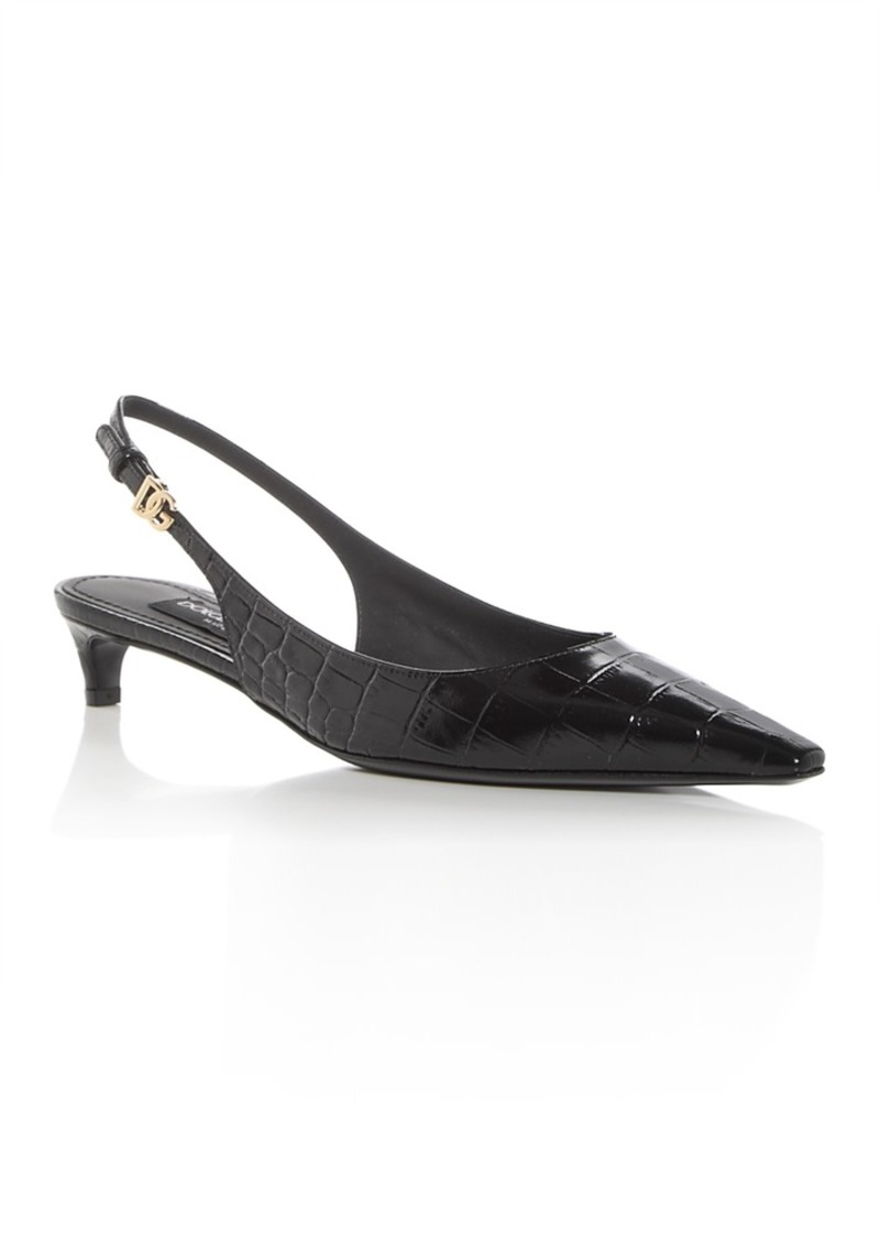 Dolce & Gabbana Women's Croc Embossed Slingback Pumps