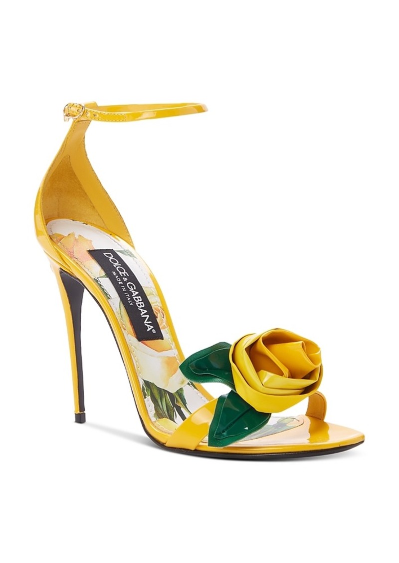 Dolce & Gabbana Women's Rosette High Heel Ankle Strap Sandals