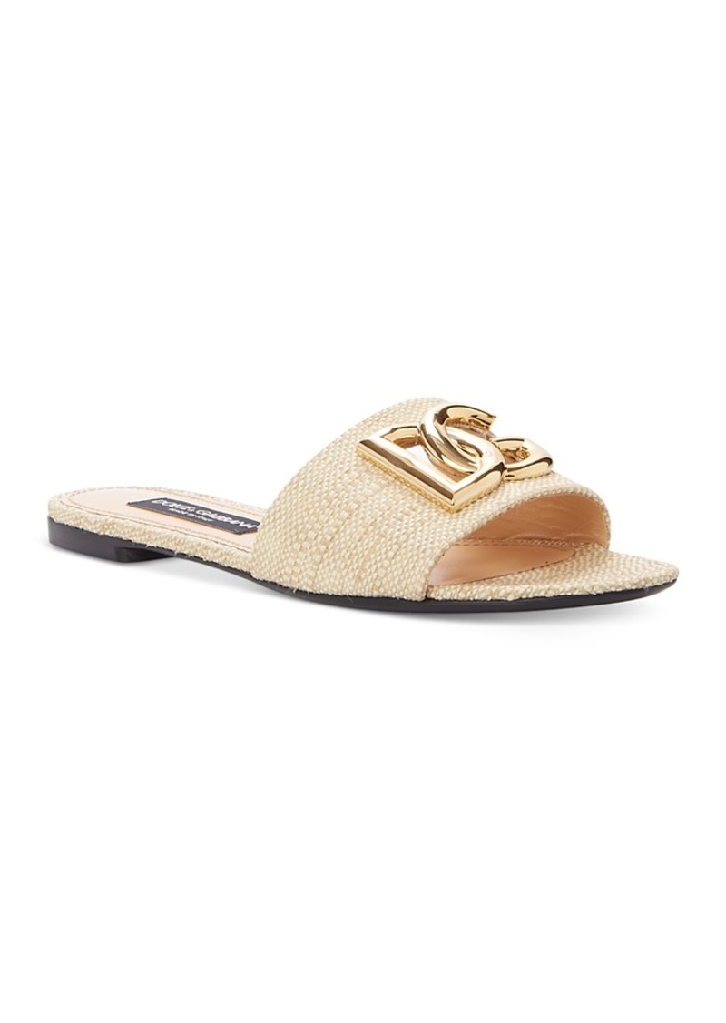 Dolce & Gabbana Women's Woven Logo Slide Sandals