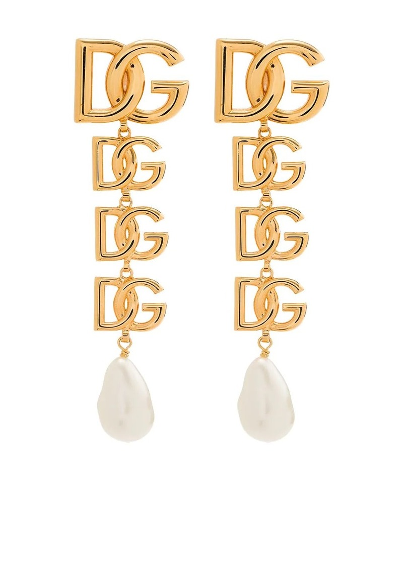 Dolce & Gabbana DG Logo pearl-embellished earrings