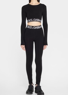 Dolce & Gabbana Dolce&Gabbana Branded Elastic Long-Sleeve Crop Top