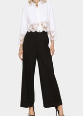 Dolce & Gabbana Dolce&Gabbana Cropped Button-Front Blouse with Lace Trim