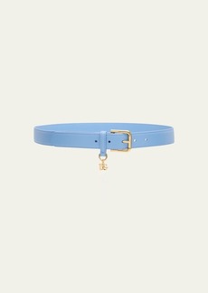 Dolce & Gabbana Dolce&Gabbana DG Charm Smooth Leather & Brass Belt