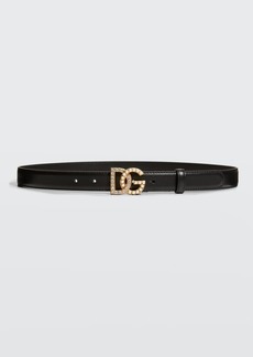 Dolce & Gabbana Dolce&Gabbana DG Swarovski Crystal & Pearl Leather Belt