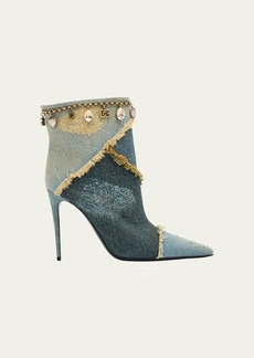 Dolce & Gabbana Dolce&Gabbana Distressed Denim Charms Ankle Booties