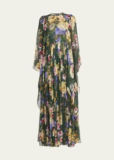 Dolce & Gabbana Dolce&Gabbana Floral Print Chiffon Gown with Cape Sleeves