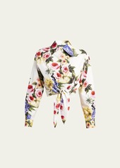 Dolce & Gabbana Dolce&Gabbana Floral Print Cropped Poplin Shirt with Front Tie