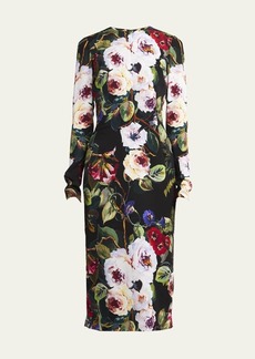 Dolce & Gabbana Dolce&Gabbana Floral-Print Long Sleeve Midi Dress