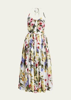 Dolce & Gabbana Dolce&Gabbana Floral Print Poplin Halter Midi Dress