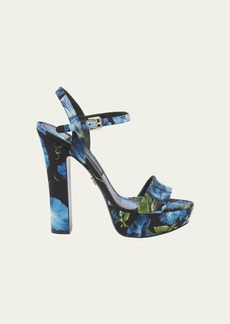 Dolce & Gabbana Dolce&Gabbana Floral Silk Ankle-Strap Platform Sandals