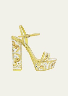 Dolce & Gabbana Dolce&Gabbana Formal Tile-Print Leather Platform Sandals