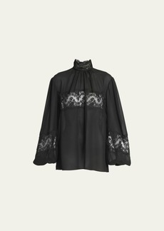 Dolce & Gabbana Dolce&Gabbana Georgette Silk Top with Lace Details