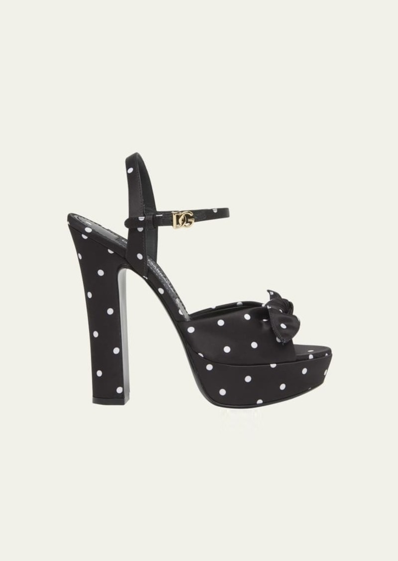 Dolce & Gabbana Dolce&Gabbana Keira Polka Dot Bow Platform Sandals