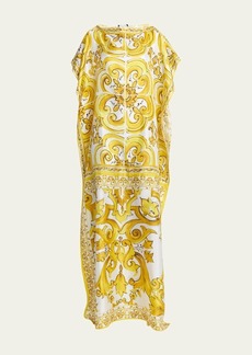 Dolce & Gabbana Dolce&Gabbana Maiolica Silk Twill Kaftan Coverup