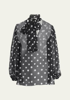 Dolce & Gabbana Dolce&Gabbana Polka Dot Chiffon Scarf-Neck Blouse