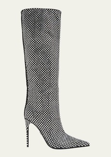 Dolce & Gabbana Dolce&Gabbana Strass Silk Tall Stiletto Boots