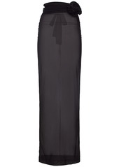 Dolce & Gabbana Draped Tulle Jersey Long Skirt W/ Flower