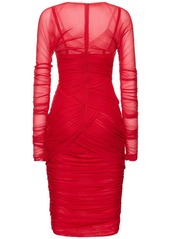 Dolce & Gabbana Draped Tulle Midi Dress