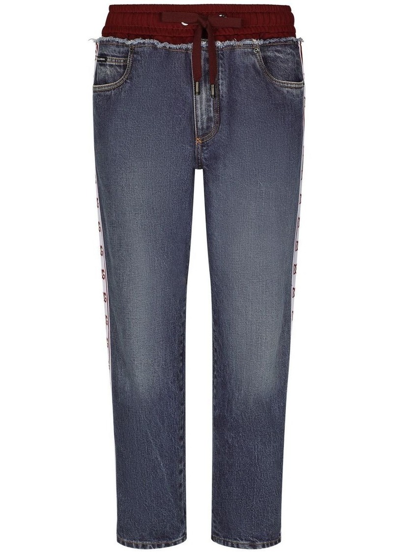 Dolce & Gabbana drawstring-waist panelled jeans