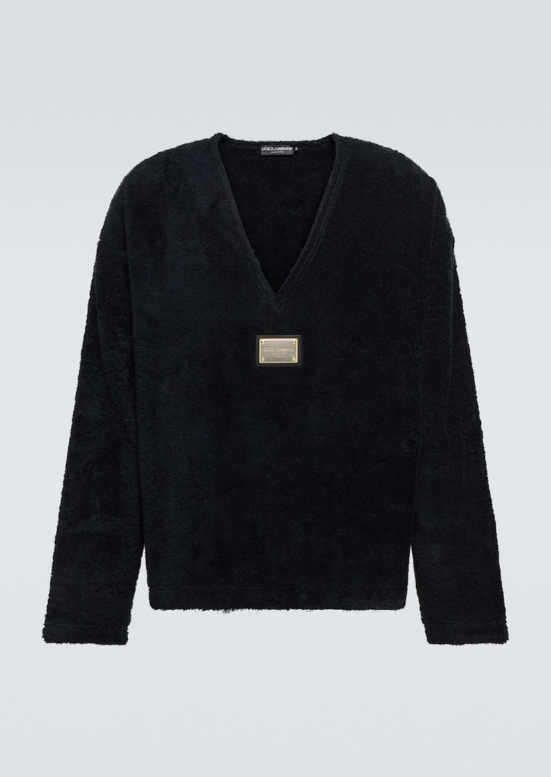 Dolce & Gabbana Embellished cotton terry sweater