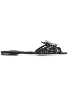 Dolce & Gabbana embellished lace flat sandals