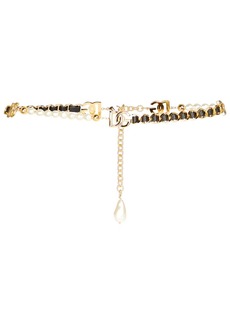 Dolce & Gabbana Faux pearl and leather-trimmed chain belt