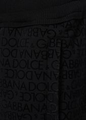 Dolce & Gabbana Flocked Logo Cotton Jersey Sweatpants