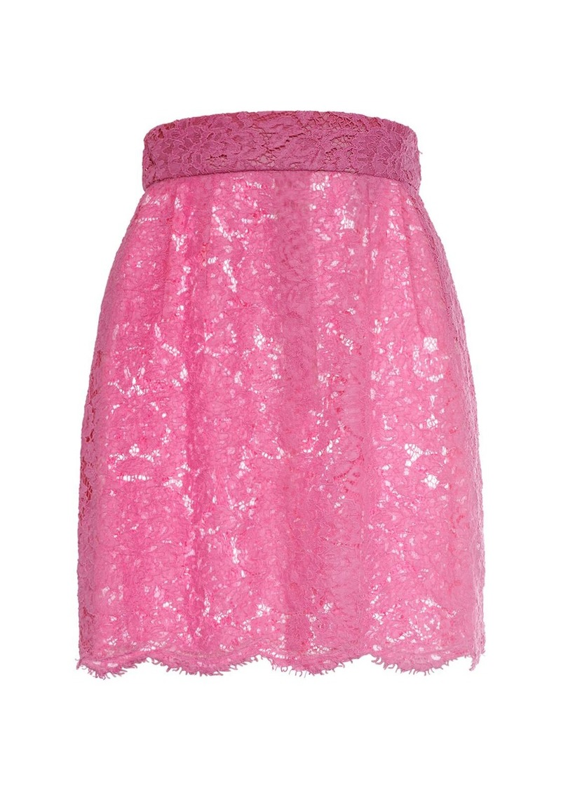Dolce & Gabbana Floral & Dg Stretch Lace Mini Skirt