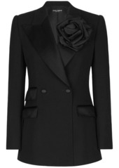 Dolce & Gabbana floral-appliqué double-breasted blazer