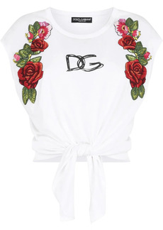 Dolce & Gabbana floral-appliqué logo crop top