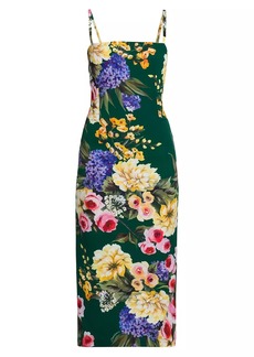 Dolce & Gabbana Floral Charmeuse Sheath Midi-Dress