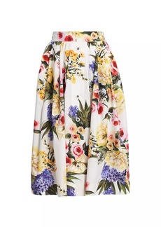 Dolce & Gabbana Floral Cotton Pleated Midi-Skirt