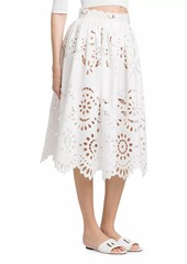 Dolce & Gabbana Floral Eyelet Midi-Skirt