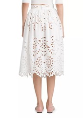 Dolce & Gabbana Floral Eyelet Midi-Skirt