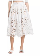 Dolce & Gabbana Floral Eyelet Midi-Skirt